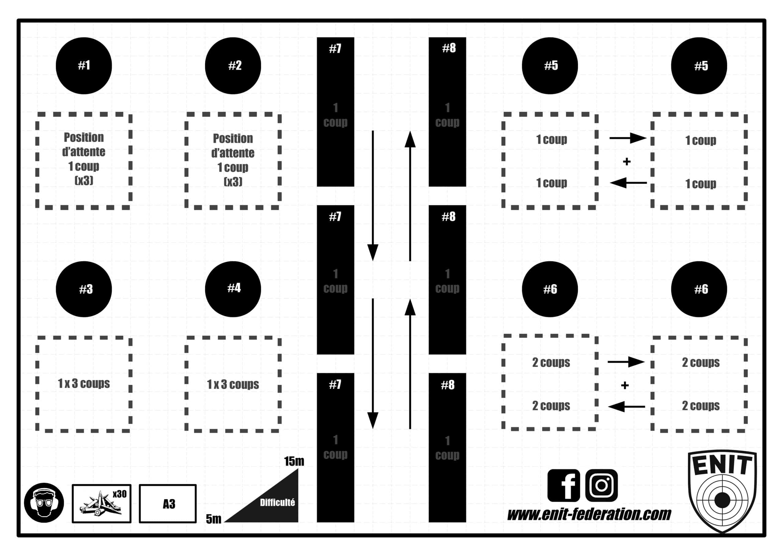 70 Cibles de Tir: 7 modèles de cible, Format A4